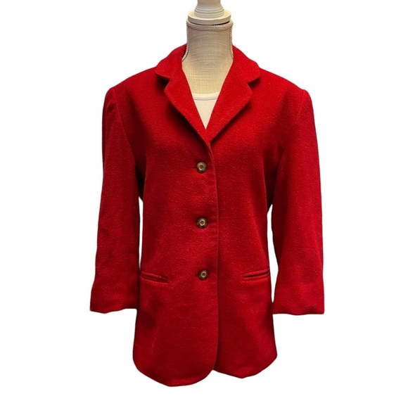 Vintage By Esprit Red Wool Blend Winter Jacket Size: M - Picture 2 of 11